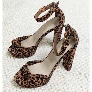 Shoedazzle Animal Print Ankle Strap Platform High Heels Women's Size 5.5